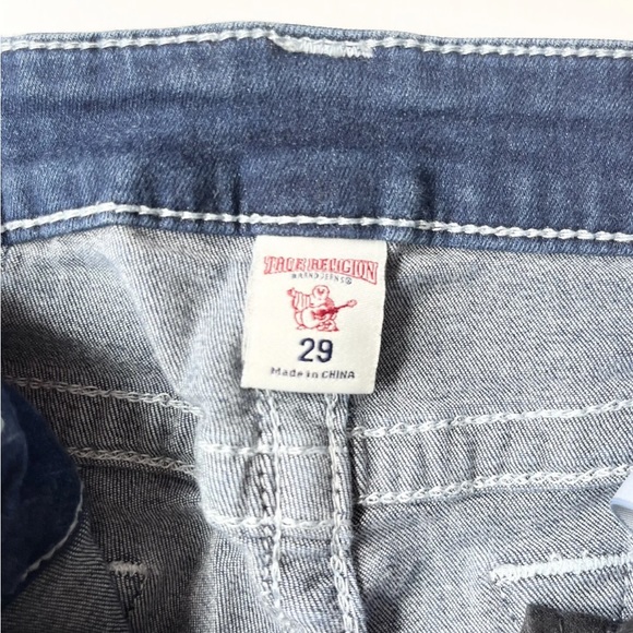 True Religion 29 Super Skinny Jeans Dark Wash Blue Distressed Mid Rise Logo - Picture 11 of 14